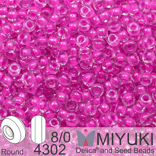 Korálky Miyuki Round 8/0. Barva 4302 Luminous Hot Magenta. Balení 5g