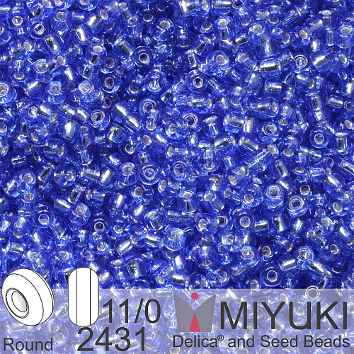 Korálky Miyuki Round 11/0. Barva 2431 Silverlined Dark Cornflower Blue. Balení 5g. 