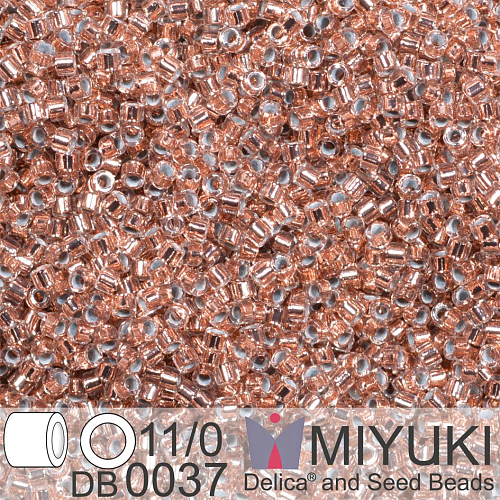 Korálky Miyuki Delica 11/0. Barva Copper Lined Crystal Cut DB0037. Balení 5g.