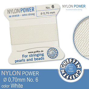 NYLON Power velmi pevná nit GRIFFIN síla nitě 0,70mm Barva White