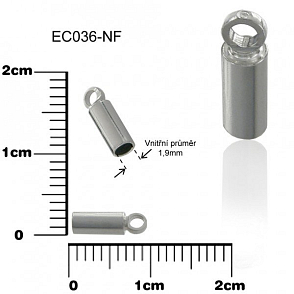 Koncovka s očkem. Ozn.-EC036-NF. Barva platina. Balení  4Ks. 