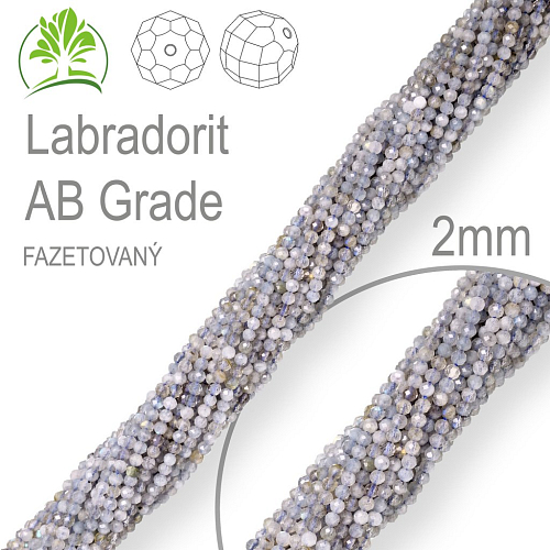 Korálky z minerálů Labradorit AB Grade Fazetovaný přírodní polodrahokam. Velikost pr.2mm. Balení 190Ks
