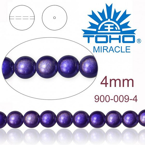 MIRACLE beads original Japan. Velikost 4mm. Barva 009 DARK PURPLE. 
