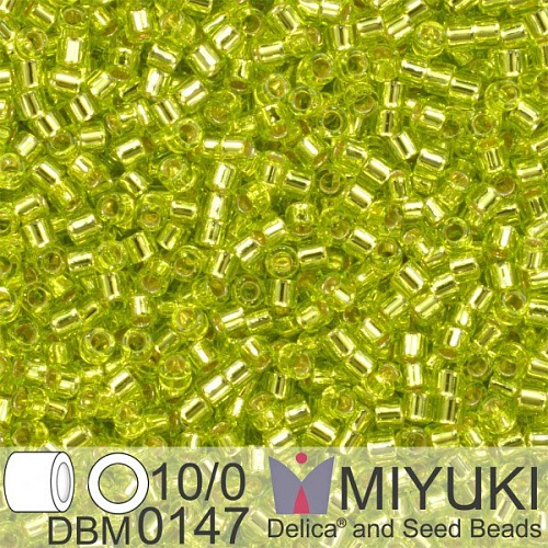 Korálky Miyuki Delica 10/0. Barva S/L Chartreuse Cut DBM0147. Balení 5g.