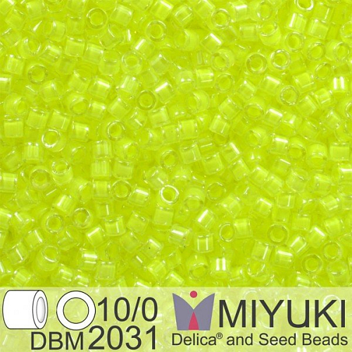Korálky Miyuki Delica 10/0. Barva Luminous Lime Aid  DBM2031. Balení 5g.
