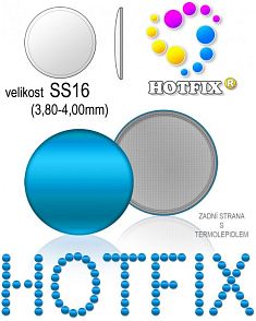 Kovové NAILHEAD HOTFIX nažehlovací polotovary. Velikost SS16 (3,80-4,00mm) Tl.0,6mm. Barva 029 MODRÁ (lesklá ocelová). Balení 60Ks.