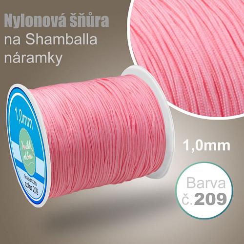 Nylonová šňůra na Shamballa náramky průměr nitě 1,0mm. Barva č.209 Růžová