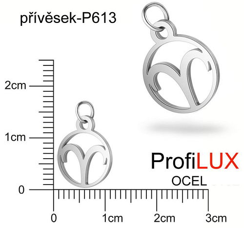 Přívěsek Chirurgická Ocel ozn-P613 Znamení Zvěrokruhu BERAN velikost 11x13mm tl.1.2mm. Řada přívěsků ProfiLUX3