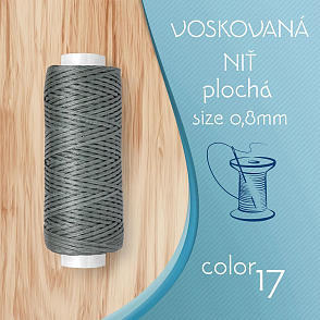 Voskovaná nit 0,8mm PLOCHÁ cívka 30m barva č.17 Medium Grey