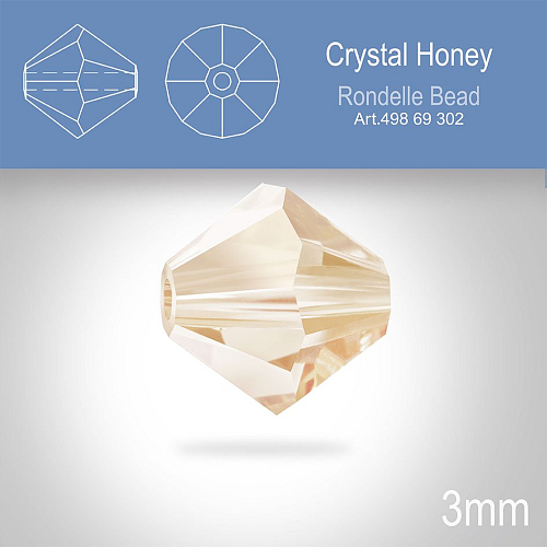 PRECIOSA Bicone (sluníčko) velikost 3mm. Barva CRYSTAL HONEY .Balení 40ks
