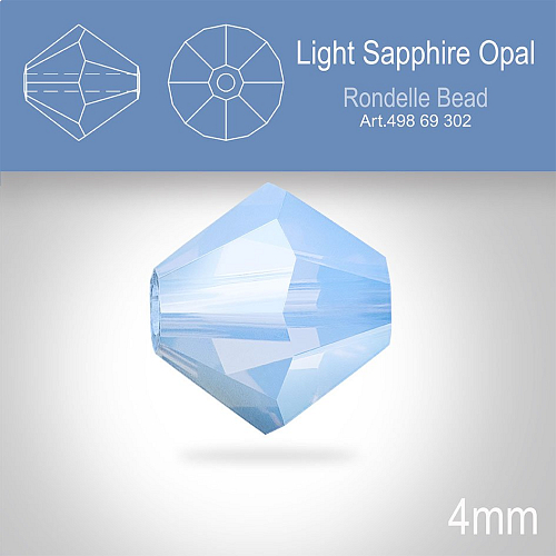 PRECIOSA Bicone MC BEAD (sluníčko) velikost 4mm. Barva LIGHT SAPPHIRE OPAL. Balení 30ks .