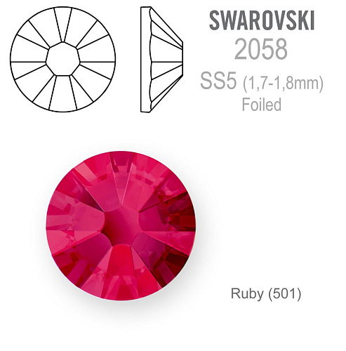SWAROVSKI 2058 FOILED velikost SS5 barva RUBY 