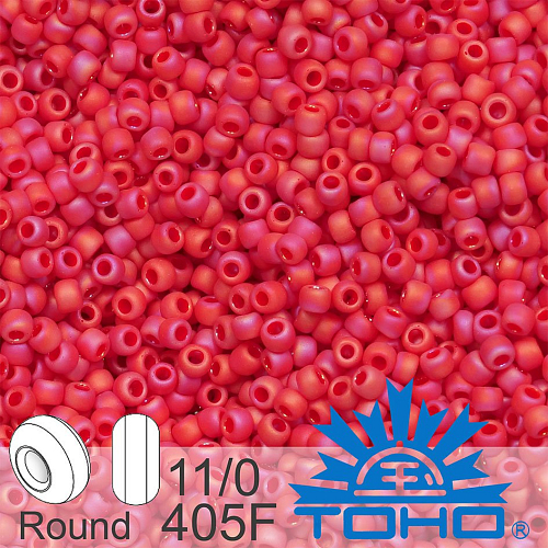 Korálky TOHO tvar ROUND (kulaté). Velikost 11/0. Barva č.405F Opaque-Rainbow-Frosted Cherry. Balení 8g.