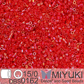 Korálky Miyuki Delica 15/0. Barva DBS 0162 Opaque Red AB. Balení 2g.