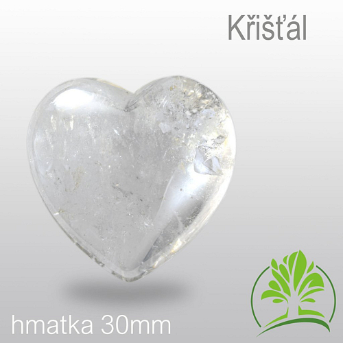 Minerály HMATKY tvar Srdce velikost 30mm Křišťál extra
