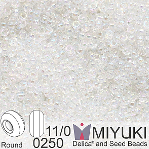 Korálky Miyuki Round 11/0. Barva 0250 Crystal AB. Balení 5g