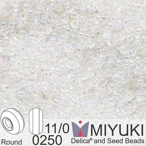 Korálky Miyuki Round 11/0. Barva 0250 Crystal AB. Balení 5g