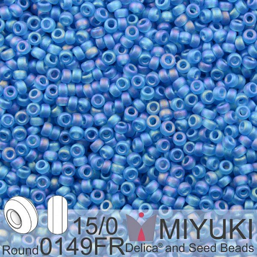 Korálky Miyuki Round 15/0. Barva 0149FR Matte Tr Capri Blue AB. Balení 5g