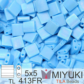 Korálky MIYUKI tvar TILA BEADS velikost 5x5mm. Barva TL-413FR Matte Opaque Turquoise Blue AB. Balení 5g.