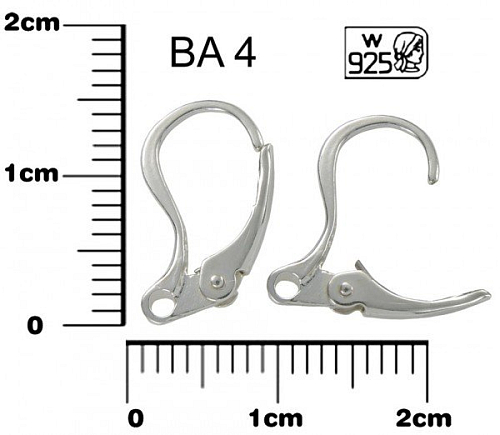 NÁUŠNICE mechanická ozn. BA 4. Materiál STŘÍBRO AG925.váha 0,48g.