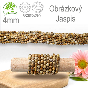 Korálky z minerálů Obrázkový Jaspis Fazetovaný polodrahokam. Velikost pr.4mm. Balení 95Ks.