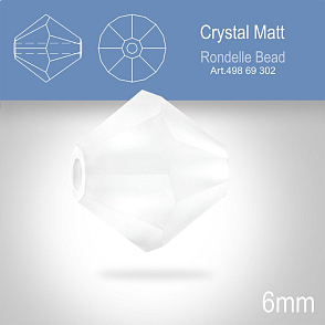 PRECIOSA Bicone MC BEAD (sluníčko) velikost 6mm. Barva CRYSTAL  Matt. Balení 21ks .