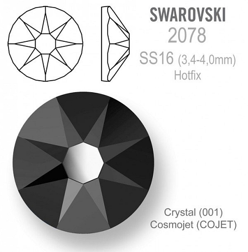 SWAROVSKI xirius rose HOTFIX 2078 velikost SS16 barva Crystal Cosmojet 