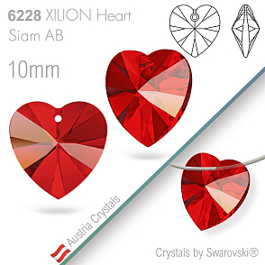 Swarovski XILION Heart 6228 Barva Siam AB. Velikost 10mm
