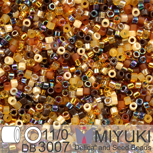 Korálky Miyuki Delica 11/0. Barva Golden Grains Mix DB3007. Balení 5g.