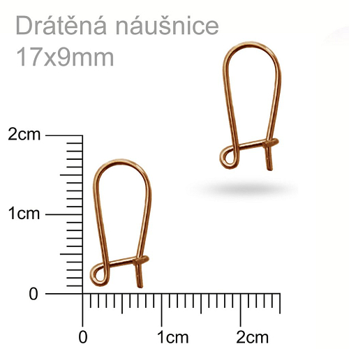 Drátěná náušnice se zapínáním. Barva staroměděná. Velikost 17x9mm.