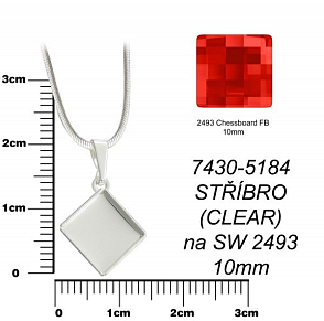 Lůžko na SWAROVSKI Chessboard FB 10mm 1x LŮŽKO + řetízek. Barva stříbrná.  Ozn-7430-5184. 