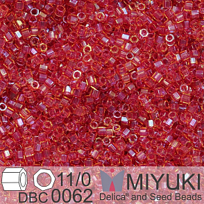 Korálky Miyuki Delica (fazetované) 11/0. Barva Light Cranberry Lined Topaz Luster Cut DBC0062. Balení 5g.