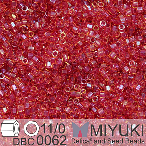 Korálky Miyuki Delica (fazetované) 11/0. Barva Light Cranberry Lined Topaz Luster Cut DBC0062. Balení 5g.
