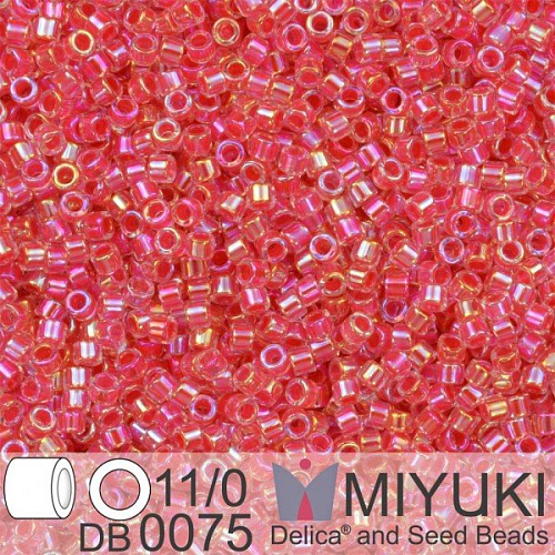Korálky Miyuki Delica 11/0. Barva  Dk Coral Lined Crystal AB DB0075. Balení 5g.
