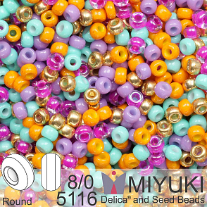 Korálky Miyuki Round 8/0. Barva 5116 Mix Boho. Balení 5g