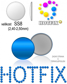 Kovové NAILHEAD HOTFIX nažehlovací polotovary. Velikost SS8 (2,40-2,50mm) Tl.0,6mm. Barva 015 BRILIANTOVÁ MODRÁ (lesklá ocelová). Balení 80Ks.