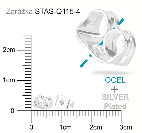 Motýlek zarážka na náušnice OCEL ozn.-STAS-Q115-4. Barva SILVER Plated.