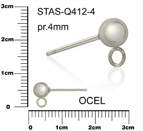 Puzeta s kuličkou 4mm a očkem CHIRURGICKÁ OCEL ozn.-STAS-Q412-4.