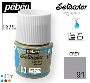 Barva na Textil SETACOLOR OPAQUE Pebeo. barva č. 91 GREY. Balení 45ml.