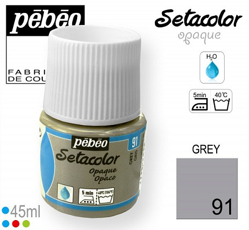 Barva na Textil SETACOLOR OPAQUE Pebeo. barva č. 91 GREY. Balení 45ml.