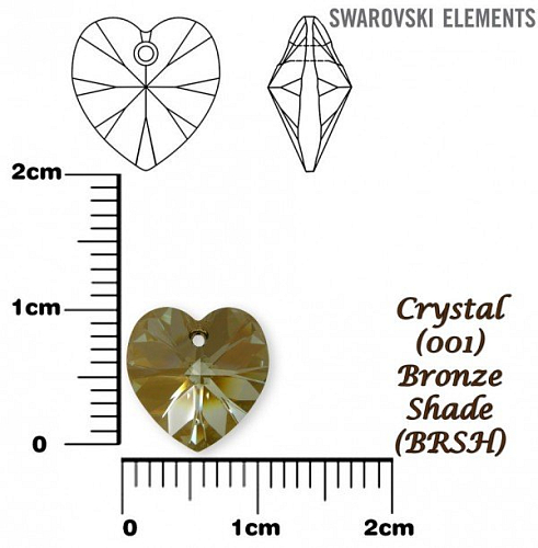 SWAROVSKI Heart Pendant barva CRYSTAL BRONZE SHADE velikost 10,3x10mm.