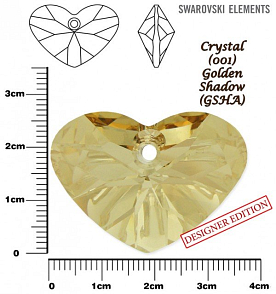 SWAROVSKI 6260 Crazy 4 U Heart barva CRYSTAL GOLDEN SHADOW velikost 37mm.