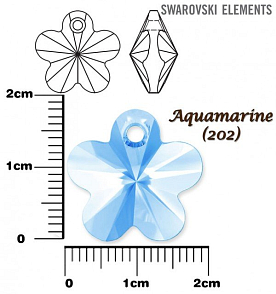SWAROVSKI Flower Pendant barva AQUAMARINE velikost 18mm.