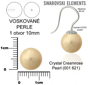 SWAROVSKI 5818 Voskované Perle 1otvor barva 621 CRYSTAL CREAMROSE velikost 10mm.