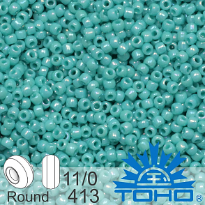 Korálky TOHO tvar ROUND (kulaté). Velikost 11/0. Barva č. 413 Opaque-Rainbow Turquoise . Balení 8g.