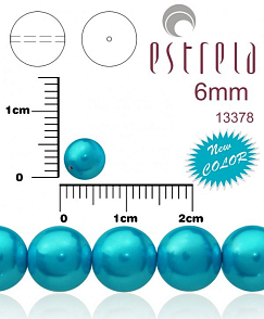 VOSKOVANÉ korále tvar kulatý. Velikost 6mm. Barva 13378 (modrá azurová  pastelová) New COLOR. Balení 21ks na návleku. 