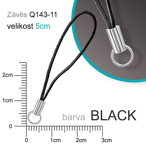 Závěs s kroužkem. Materiál ocel pr. kroužku 6mm ozn. Q143-11. Barva BLACK.