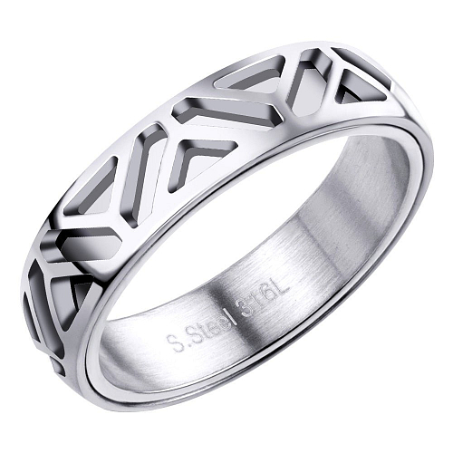 Ocelový prsten R 039  vel. 55  dvojitý prstýnek kdy vrchní část je zdobena vzorkem