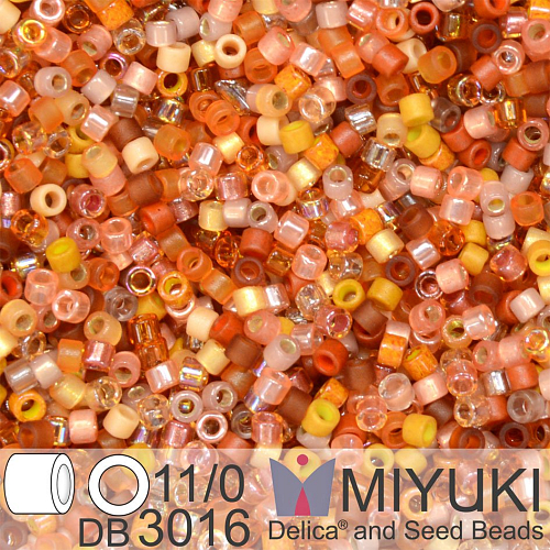 Korálky Miyuki Delica 11/0. Barva  Pumpkin Spice Mix DB3016. Balení 5g