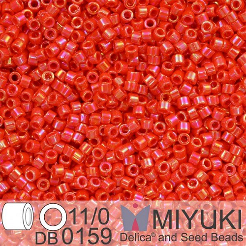 Korálky Miyuki Delica 11/0. Barva Op Vermillion Red AB DB0159. Balení 5g.